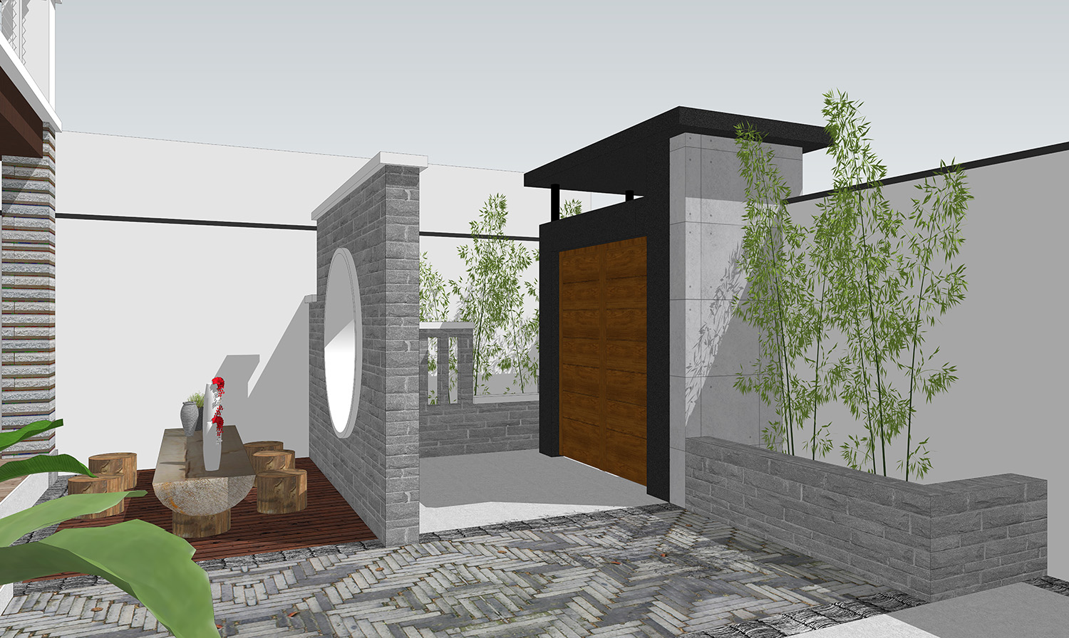新中式庭院景观 - 效果图交流区-建E室内设计网