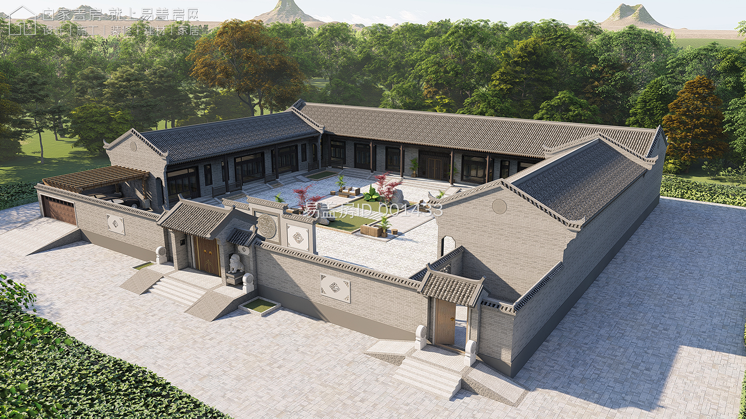 QH2014新中式农村自建房10米宽进深10.5米房屋设计图纸平面设计图 - 青禾乡墅科技