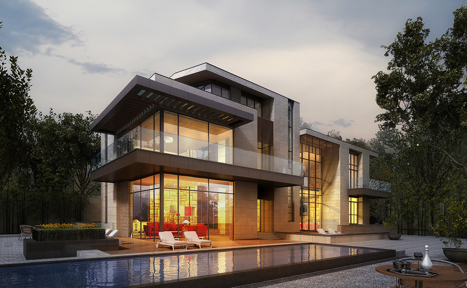 现代别墅外观 - 效果图交流区-建E室内设计网