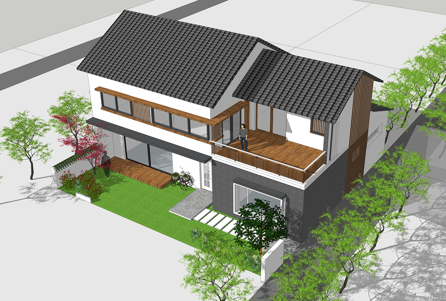 QH2042中式仿古二层带阳台农村自建别墅施工设计图房子图纸二层新款别墅 - 青禾乡墅科技