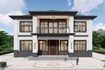 河南信陽二層新中式自建別墅設計