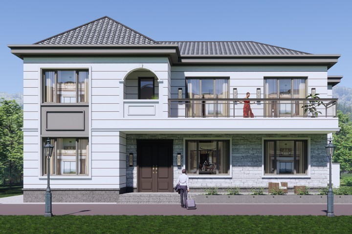 湖南岳陽何家二層新中式自建別墅