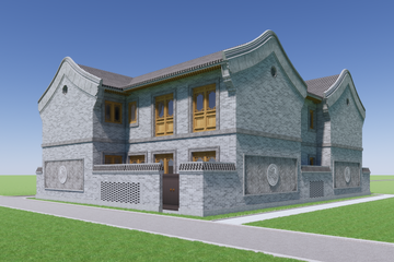 北京朝陽王家二層中式自建別墅設計