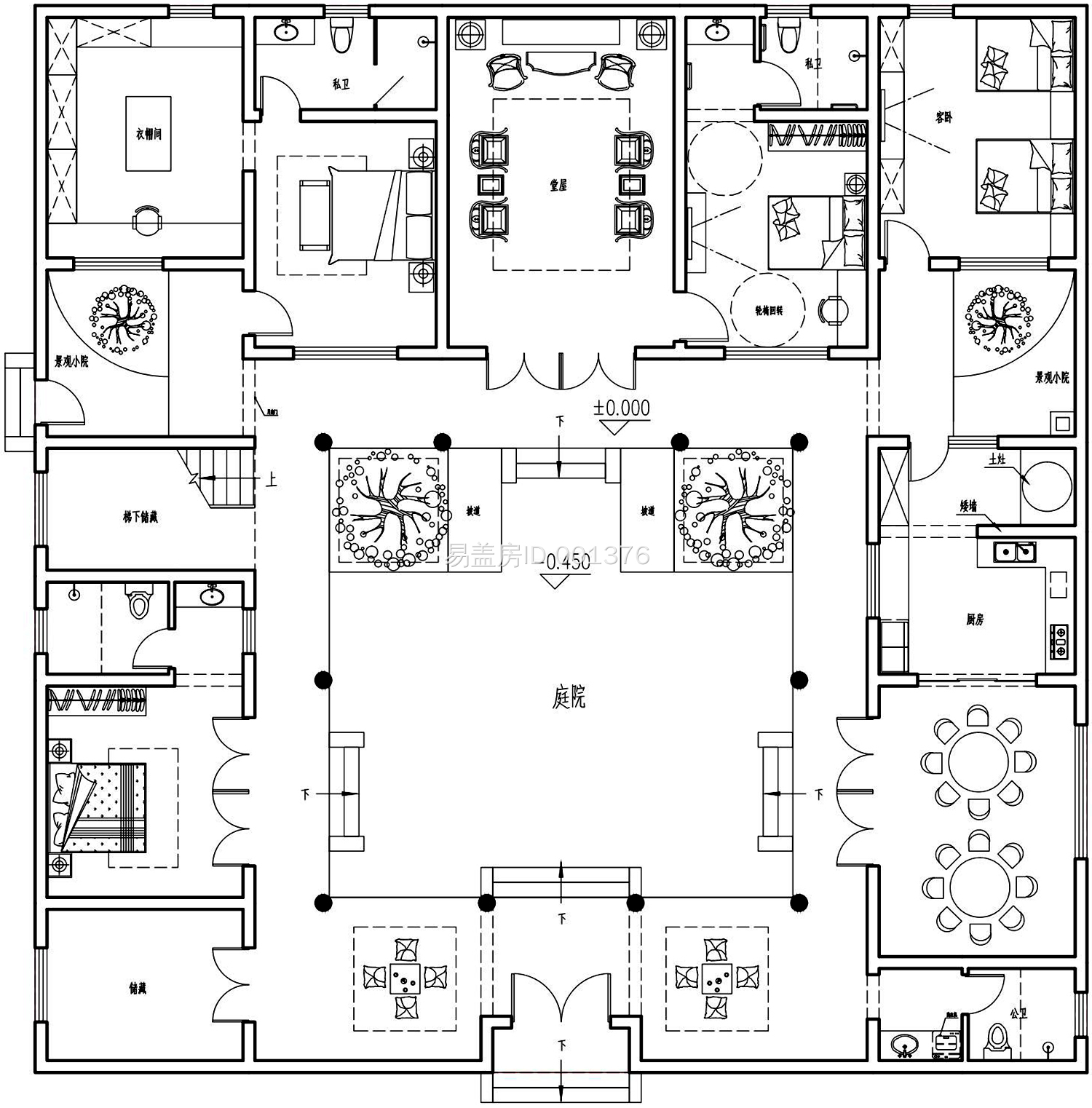 建房图库 四川自贡丁家中式合院户型概况: 2层  / 8室 2厅 7卫 1厨 1