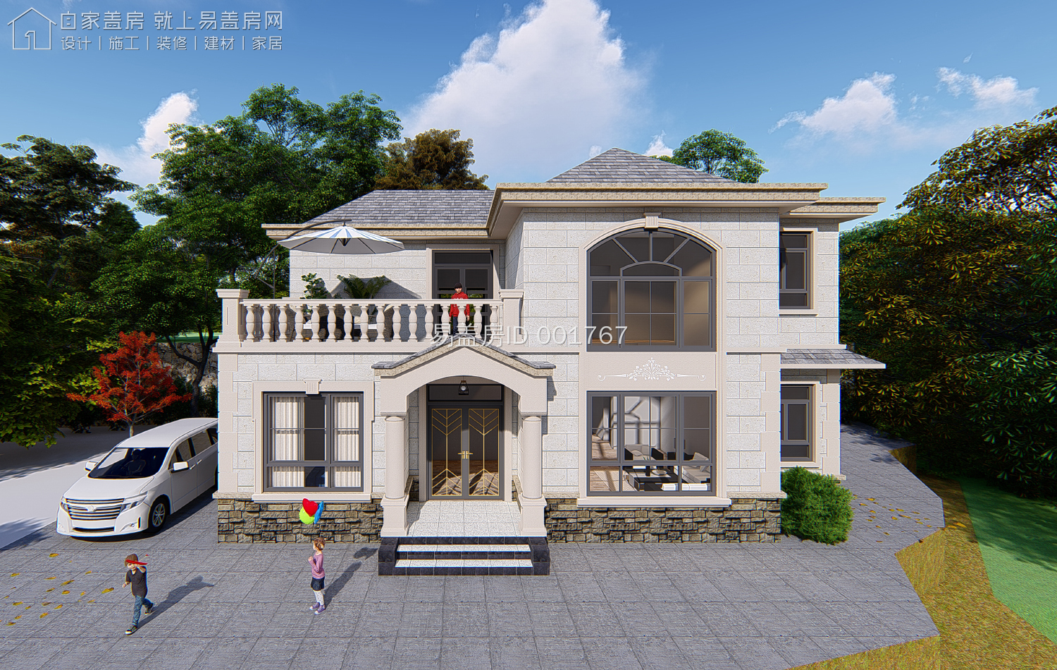 建房图库 四川乐山杨家欧式别墅△西北侧效果图 建筑为欧式风格,立面