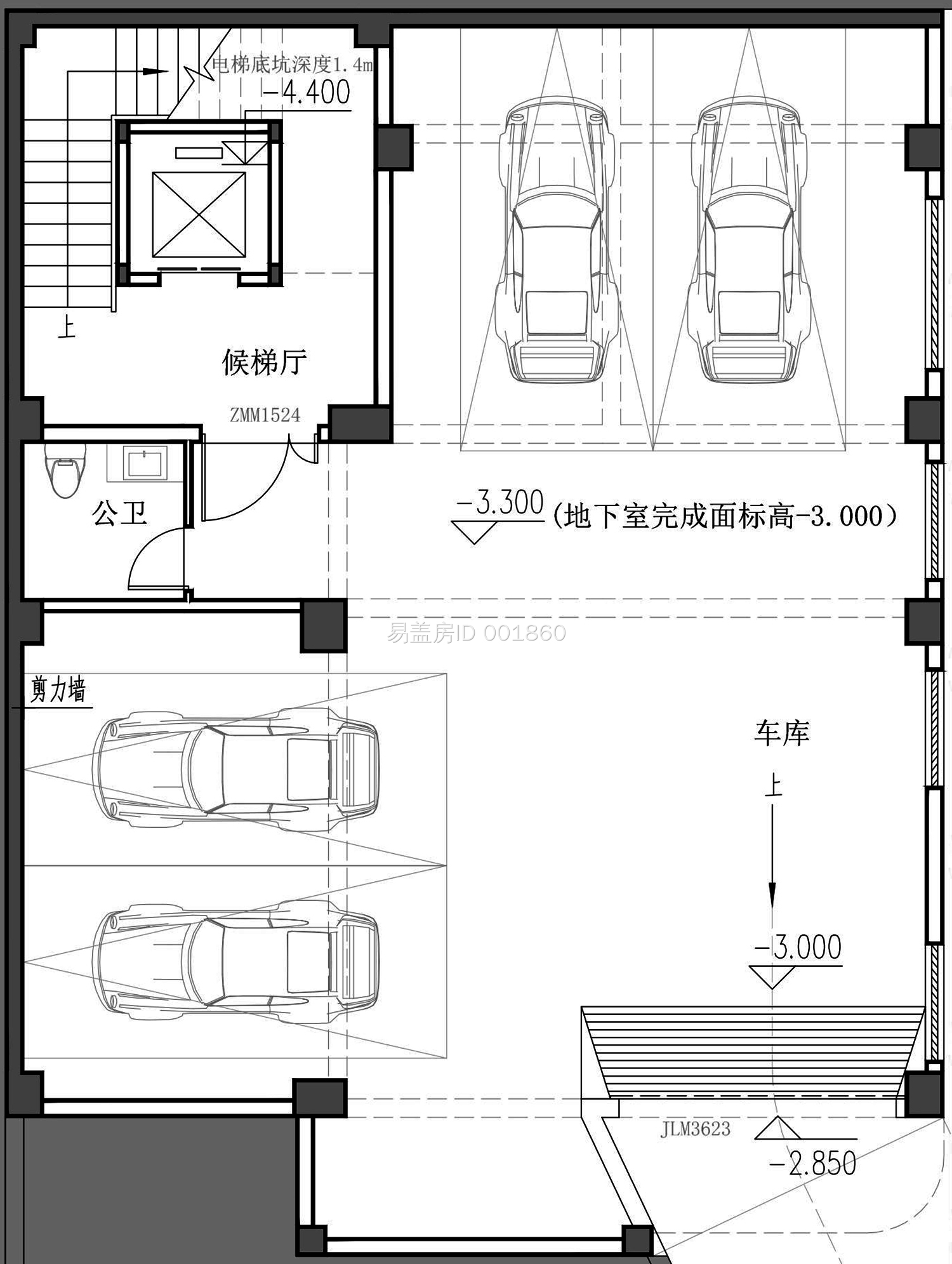 别墅地下车库平面图图片